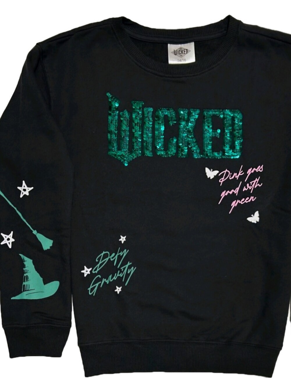 Isaac Morris Wicked Flip Reverse Sequin Crewneck Logo Defy Gravity Youth 14-16